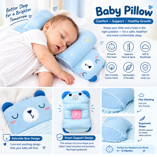 HKShops™ Baby Comfort Pillow | Soft Head & Neck Support